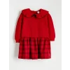 LCW Kids Kırmızı Ekose Desenli Kız Çocuk Elbise