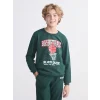 LCW Kids Yeşil Bisiklet Yaka Erkek Çocuk Sweatshirt