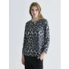 LCW Grace Siyah Bisiklet Yaka Desenli Bluz