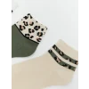 LCW DREAM Ekru Leopar Desenli Kadın Soket Çorap 5li