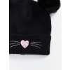 LCW ACCESSORIES Siyah Kalp Nakışlı Kız Çocuk Bere