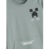 LCW Kids Yeşil Bisiklet Yaka Minecraft Baskılı Erkek Çocuk Sweatshirt