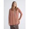 LCWAIKIKI Classic Kahverengi Dokulu Kadın Gömlek Tunik