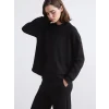 LCW Vision Siyah Bisiklet Yaka Oversize Kadın Sweatshirt