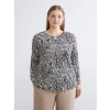 LCW Grace Ekru Bisiklet Yaka Desenli Bluz