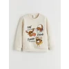 LCW Kids Beyaz Bisiklet Yaka Erkek Çocuk Sweatshirt ve Eşofman Alt