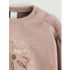 LCW baby Kahverengi Çiçek Baskılı Fırfırlı Kız Bebek Sweatshirt ve Eşofman Altı