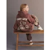 LCW Kids Kahverengi Kapüşonlu Sırt Baskılı Kız Çocuk Sweatshirt