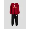 LCW Kids Kırmızı Bisiklet Yaka Galatasaray Baskılı Erkek Çocuk Pijama Takımı