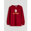 LCW Kids Kırmızı Bisiklet Yaka Galatasaray Baskılı Erkek Çocuk Pijama Takımı