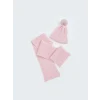 LCW ACCESSORIES Pembe Ponpon Detaylı Kız Çocuk Atkı ve Bere Takım