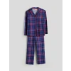 LCW Young Lacivert Gömlek Yaka Ekose Kadın Pijama Takımı