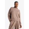 Defacto E8954AXBN576 Kahve DeFactoFit Oversize Geniş Kalıp Bisiklet Yaka Modal Sporcu Sweatshirt
