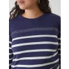 LCW Grace İndigo Bisiklet Yaka Çizgili Kadın Triko Kazak