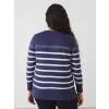 LCW Grace İndigo Bisiklet Yaka Çizgili Kadın Triko Kazak