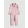 LCW DREAM Pembe Gömlek Yaka Kadife Kadın Pijama Takımı