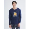 LC WAIKIKI Lacivert Standart Kalıp Garfield Baskılı Erkek Pijama Takımı