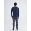LC WAIKIKI Lacivert Standart Kalıp Garfield Baskılı Erkek Pijama Takımı