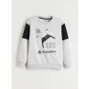 LCW Kids Gri Bisiklet Yaka PlayStation Baskılı Erkek Çocuk Sweatshirt