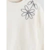 LCW Kids Ekru Bisiklet Yaka Çiçekli Kız Çocuk Sweatshirt