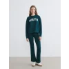 XSIDE Yeşil Manhattan Baskılı Kadın Sweatshirt