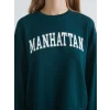 XSIDE Yeşil Manhattan Baskılı Kadın Sweatshirt