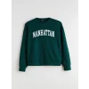 XSIDE Yeşil Manhattan Baskılı Kadın Sweatshirt