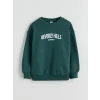 LCW Kids Petrol Bisiklet Yaka California Baskılı Kız Çocuk Sweatshirt