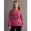 LCW Kids Pembe Bisiklet Yaka Kiraz Baskılı Kız Çocuk Sweatshirt