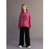 LCW Kids Pembe Bisiklet Yaka Kiraz Baskılı Kız Çocuk Sweatshirt