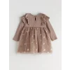 LCW baby Kahverengi Bisiklet Yaka Kız Bebek Tütü Elbise
