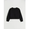 LCW Kids Siyah Bisiklet Yaka Kız Çocuk Sweatshirt