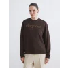 LCWAIKIKI Basic Kahverengi Bisiklet Yaka Taşlı Kadın Sweatshirt