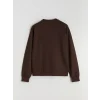 LCWAIKIKI Basic Kahverengi Bisiklet Yaka Taşlı Kadın Sweatshirt