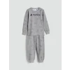 LCW Kids Gri Bisiklet Yaka PlayStation Baskılı Erkek Çocuk Pijama Takımı