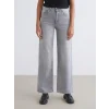 LCW Jeans Gri Wideleg Kadın Jean Pantolon