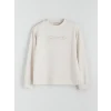 LCWAIKIKI Basic Gri Bisiklet Yaka Taşlı Kadın Sweatshirt