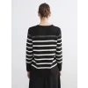 LCW Grace Siyah Bisiklet Yaka Çizgili Kadın Triko Kazak