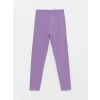 LCW Kids Mor Beli Lastikli Basic Kız Çocuk Tayt
