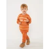 LCW baby Turuncu Bisiklet Yaka Uzun Kollu Erkek Bebek Sweatshirt ve Pantolon 2li Takım
