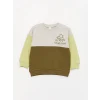 LCW baby Haki Bisiklet Yaka Uzun Baskılı Erkek Bebek Sweatshirt ve Pantolon 2li Takım