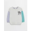 LCW baby Gri Bisiklet Yaka Baskılı Erkek Bebek Sweatshirt