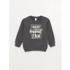 LCW baby Ekru Bisiklet Yaka Uzun Kollu Baskılı Erkek Bebek Sweatshirt 2li