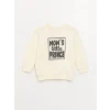 LCW baby Ekru Bisiklet Yaka Uzun Kollu Baskılı Erkek Bebek Sweatshirt 2li