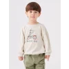 LCW baby Gri Bisiklet Yaka Uzun Kollu Baskılı Erkek Bebek Sweatshirt