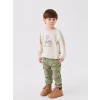 LCW baby Gri Bisiklet Yaka Uzun Kollu Baskılı Erkek Bebek Sweatshirt