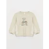 LCW baby Gri Bisiklet Yaka Uzun Kollu Baskılı Erkek Bebek Sweatshirt