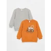LCW baby Turuncu Bisiklet Yaka Baskılı Uzun Kollu Erkek Bebek Sweatshirt 2li