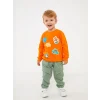 LCW baby Turuncu Bisiklet Yaka Baskılı Erkek Bebek Sweatshirt