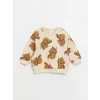 LCW baby Bej Bisiklet Yaka Baskılı Erkek Bebek Sweatshirt ve Eşofman Alt 2li